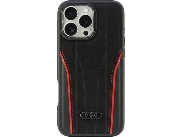 Audi Audi Genuine Leather MagSafe iPhone 16 Pro Max 6.9" czarno-czerwony/black-red hardcase AU-TPUPCMIP16PM-R8/D3-RD