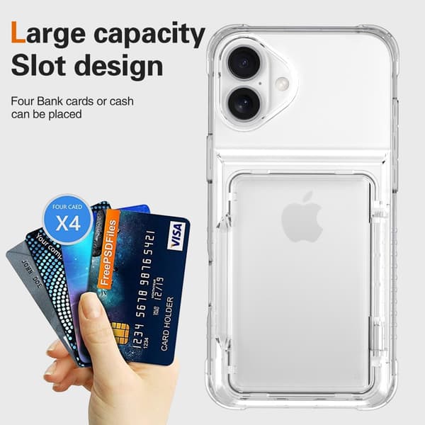 Skal Kortfack Kickstand iPhone 16 Plus Transparent