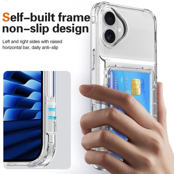 Skal Kortfack Kickstand iPhone 16 Plus Transparent