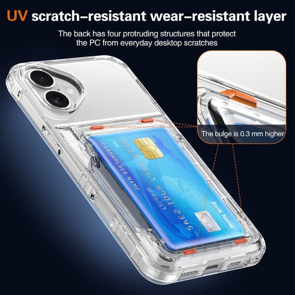 Skal Kortfack Kickstand iPhone 16 Plus Transparent