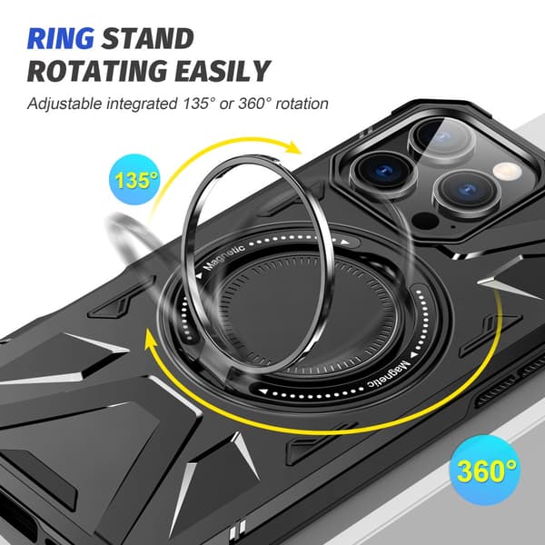 Hybridskal iPhone 16 Pro MagSafe Ring Svart