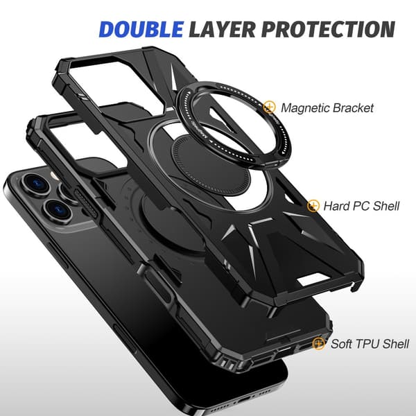 Hybridskal iPhone 16 Pro MagSafe Ring Svart