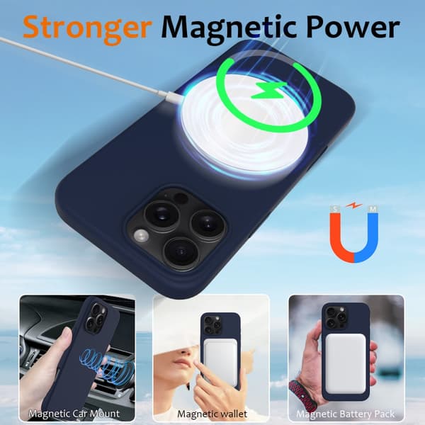 MagSafe Silikonskal iPhone 16 Pro Mörkblå