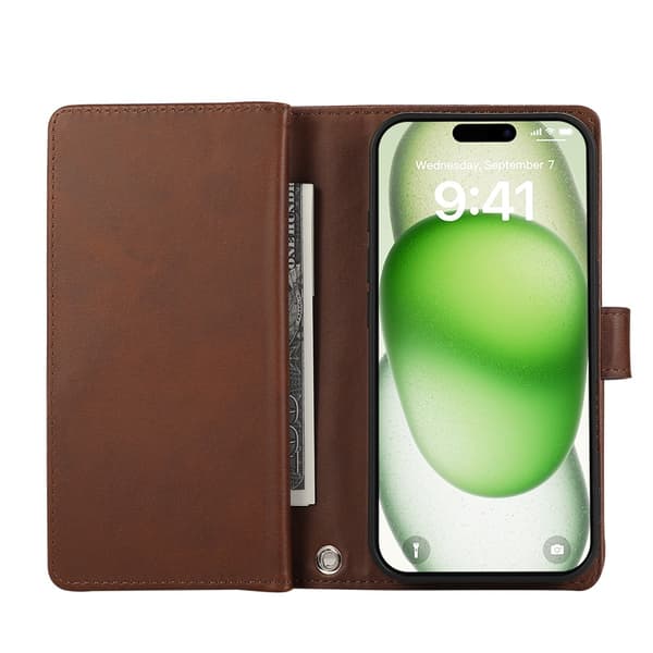 Plånboksfodral Multi-Slot iPhone 16 Brun