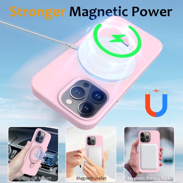 Silikonskal Kickstand MagSafe iPhone 16 Pro Max Rosa