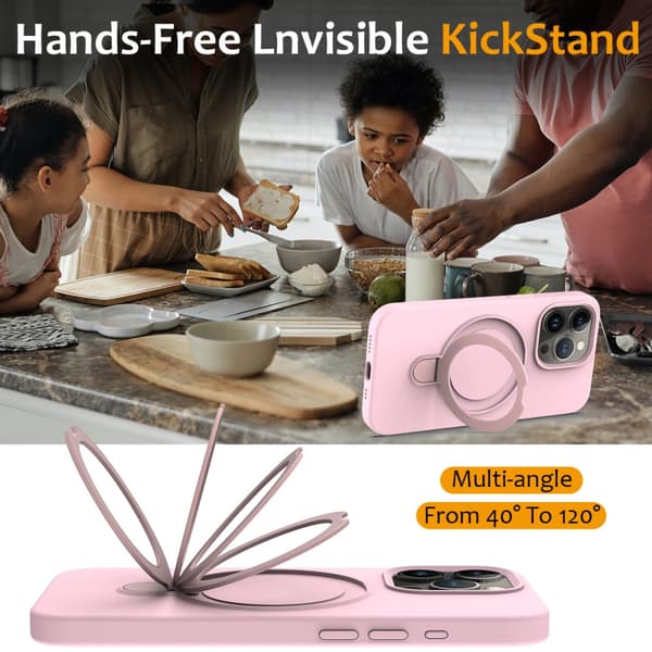 Silikonskal Kickstand MagSafe iPhone 16 Pro Max Rosa