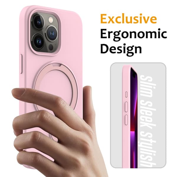 Silikonskal Kickstand MagSafe iPhone 16 Pro Max Rosa