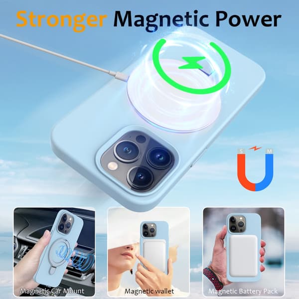 Silikonskal Kickstand MagSafe iPhone 16 Pro Max Blå