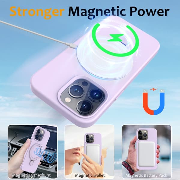 Silikonskal Kickstand MagSafe iPhone 16 Pro Max Lila