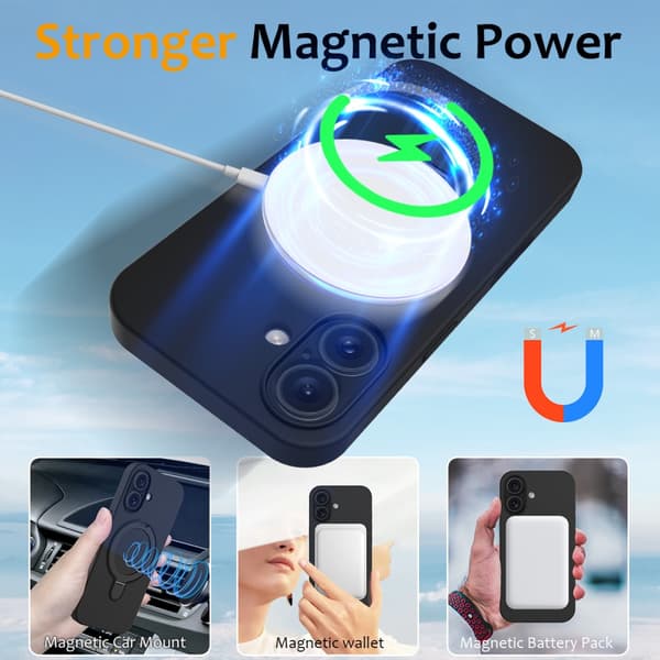 Silikonskal Kickstand MagSafe iPhone 16 Svart