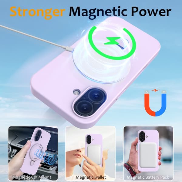 Silikonskal Kickstand MagSafe iPhone 16 Lila