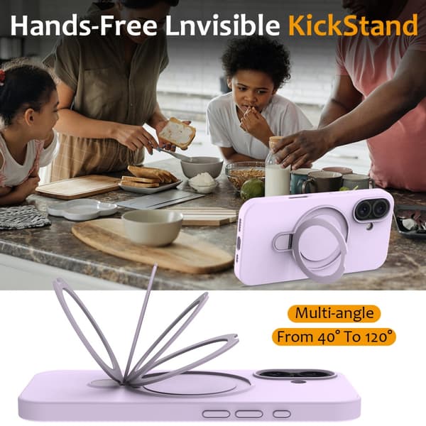 Silikonskal Kickstand MagSafe iPhone 16 Lila