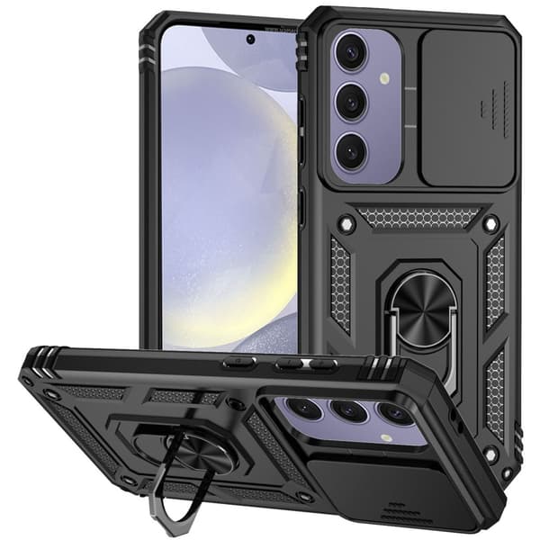 Hybridskal Samsung Galaxy S24 FE Ring + Kameraskydd Svart