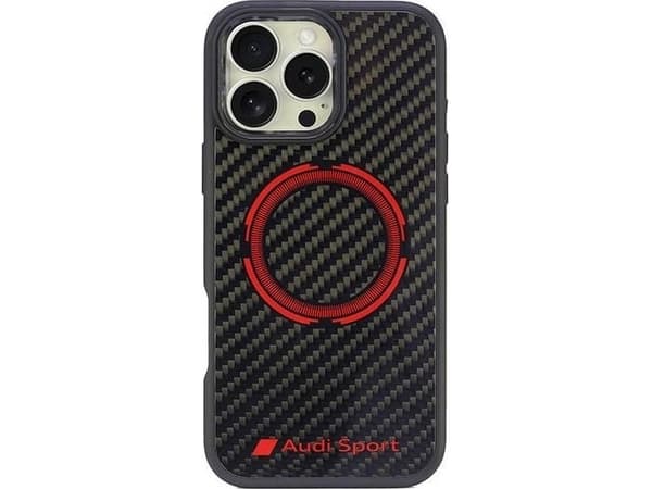 Audi Audi Carbon Fiber Sport Red Circle MagSafe iPhone 16 Pro Max 6.9" czarny/black hardcase AUS-TPUPCMIP16PM-RSQ/D5-BK