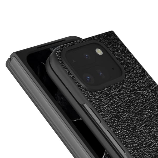 ABEEL för Google Pixel 9 Pro Fold 5G Telefonfodral Litchi Textur Skal - Svart