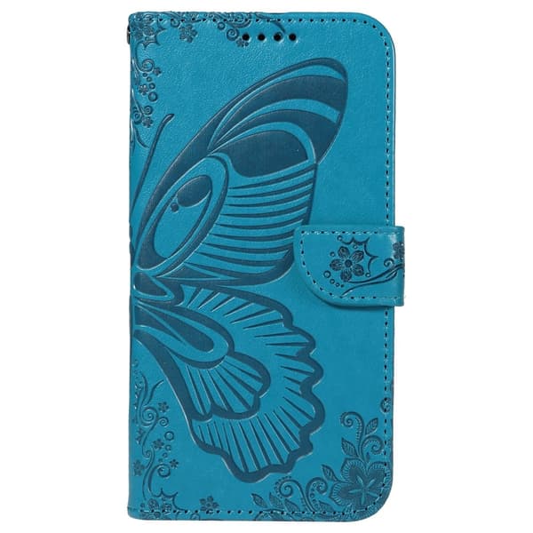 Til Samsung Galaxy S24 FE Deksel Stativ Lommebok-deksel Sommerfuglemønster - Blå