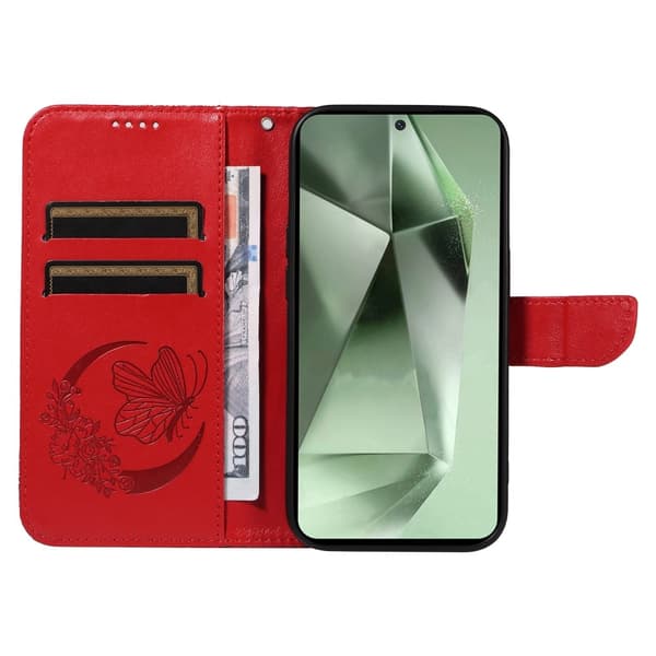 Til Samsung Galaxy S24 FE Etui Stand Tegnebog Etui Sommerfuglemønster