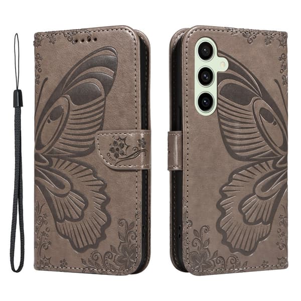 Til Samsung Galaxy S24 FE Etui Stand Tegnebog Etui Sommerfuglemønster
