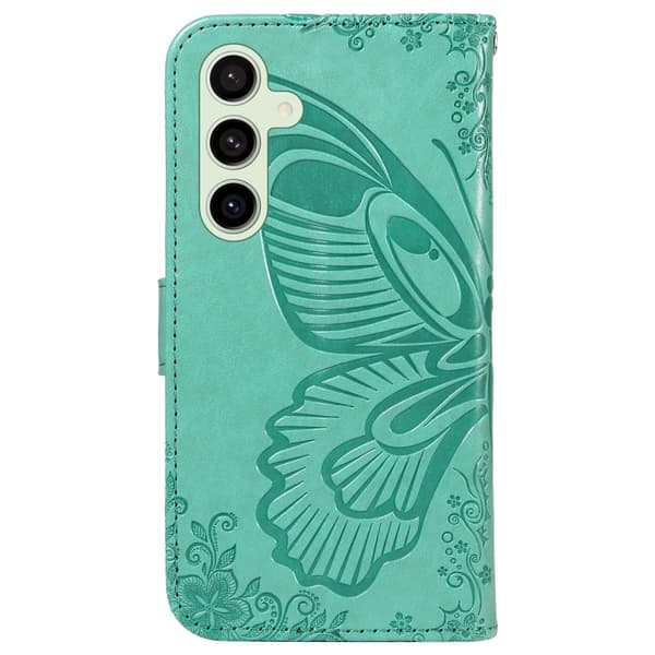 Til Samsung Galaxy S24 FE Deksel Stativ Lommebok-deksel Sommerfuglemønster - Grønn
