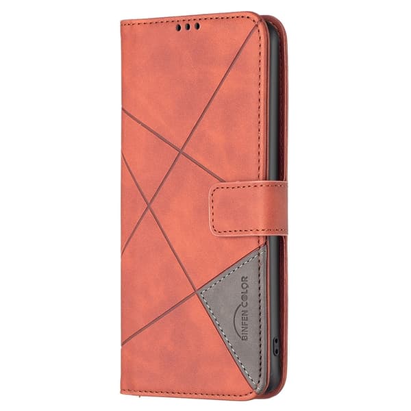 BINFEN COLOR För Samsung Galaxy S24 FE Stötsäkert Plånboksfodral – Brun