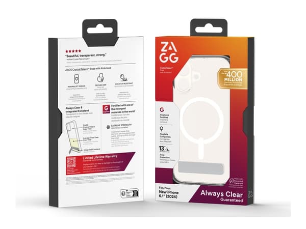 ZAGG Cases Crystal Palace Snap KS Apple iPhone 16 Clear, Cover, Apple, iPhone 16, 15.5 cm (6.1"), Transparent