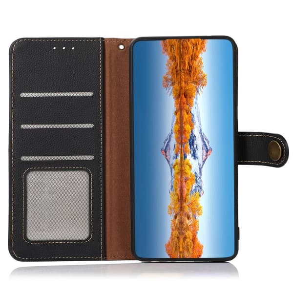 KHAZNEH För Samsung Galaxy S24 FE Fodral i Äkta Koskinn - Svart