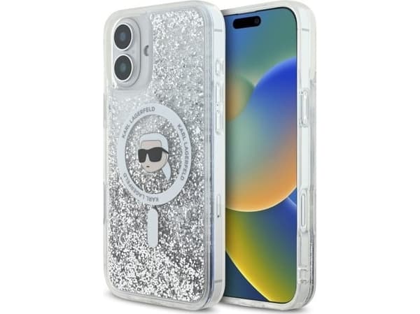 Karl Lagerfeld KLHMP16MLGKISGH Apple iPhone 16 Plus 6.7&quot; telefonveske gjennomsiktig Liquid Glitter Karl Head MagSafe