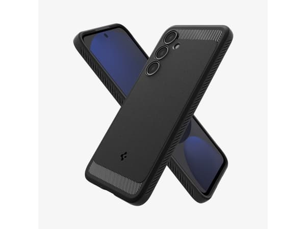 Spigen Rugged Armor - Baksidesskydd för mobiltelefon - polykarbonat, termoplastisk polyuretan (TPU), stötskum - mattsvart - för Samsung Galaxy S24 FE