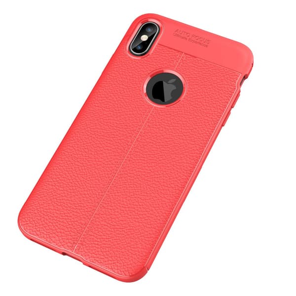 Skyddande Silikonskal (Litchi) till iPhone XS Max Röd Röd