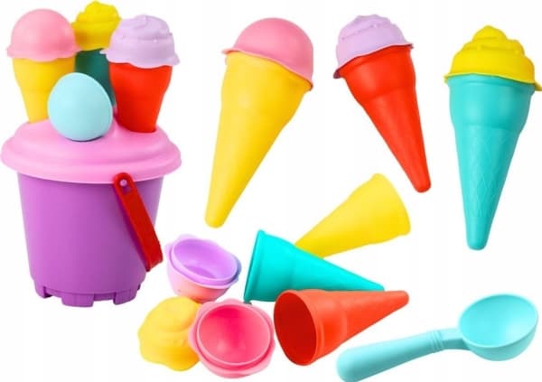 LeanToys hiekkajäätelökauha lapio vaaleanpunainen 6 ele.