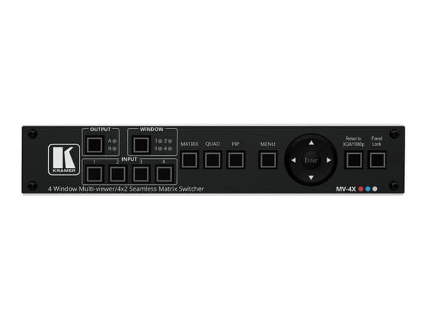Kramer Electronics MV-4X, AV-matriisikytkin, 18 Gbit/s, 18 Gbit/s, Musta, Alumiini, 1U