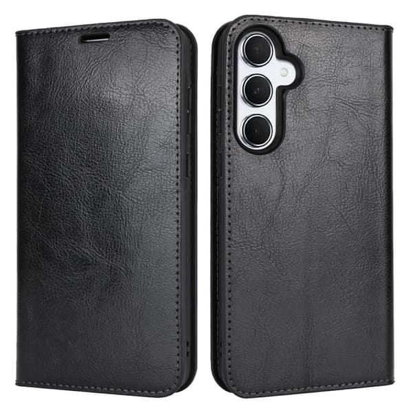 Mobilfodral Samsung Galaxy S24 FE Äkta Läder Svart