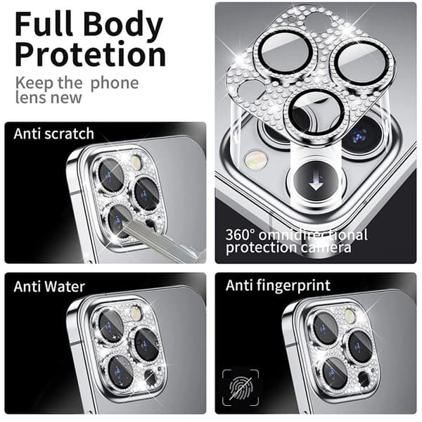 Hat Prince Glitter Kameraskydd iPhone 16 Pro Silver