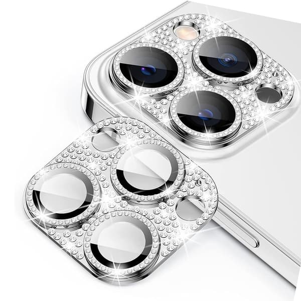 Hat Prince Glitter Kameraskydd iPhone 16 Pro Silver