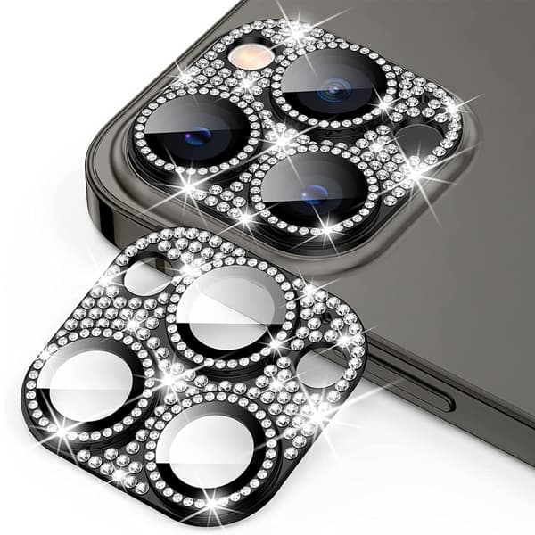 Hat Prince Glitter Kameraskydd iPhone 16 Pro Max Svart