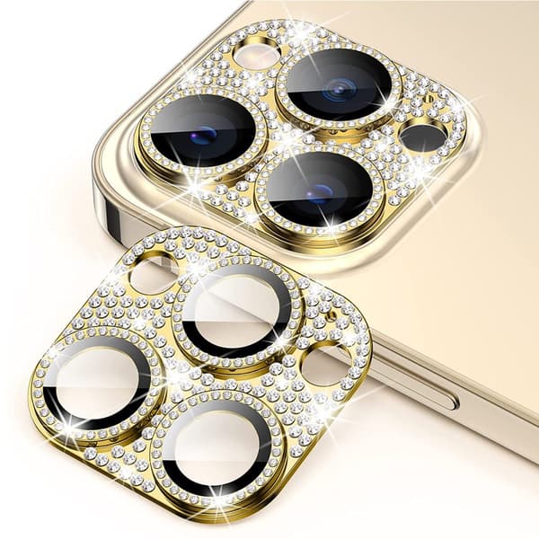 Hat Prince Glitter Kameraskydd iPhone 16 Pro Max Guld