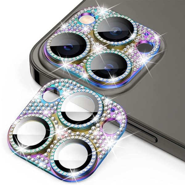 Hat Prince Glitter Kameraskydd iPhone 16 Pro Multifärg