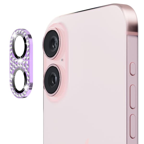 Hat Prince Glitter Kameraskydd iPhone 16 Plus Lila