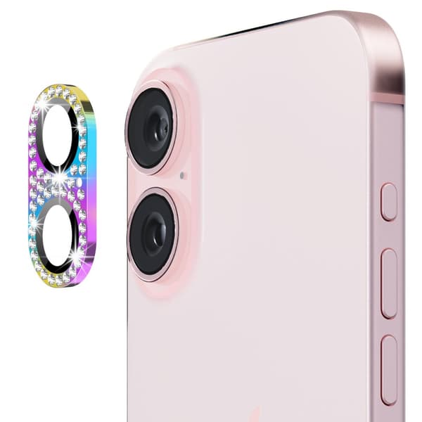 Hat Prince Glitter Kameraskydd iPhone 16 Plus Multifärg
