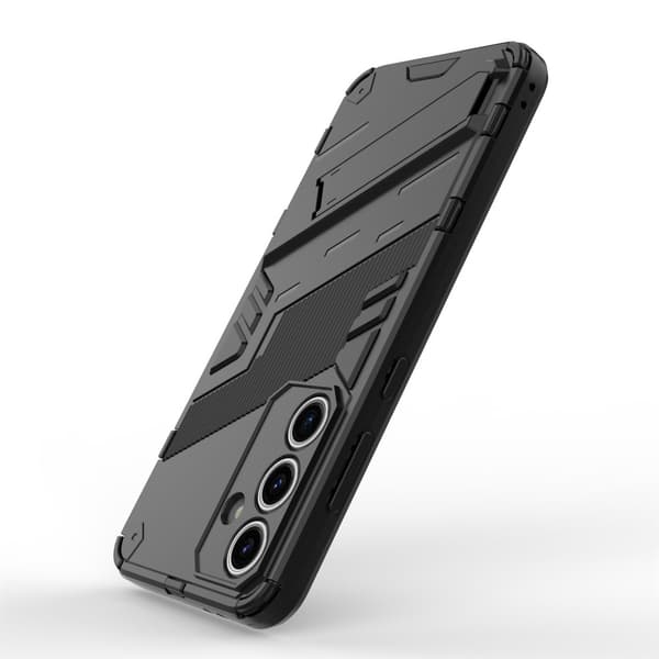 Til Samsung Galaxy S24 FE Kickstand Hybrid Hard PC Soft TPU Telefonveske - Svart