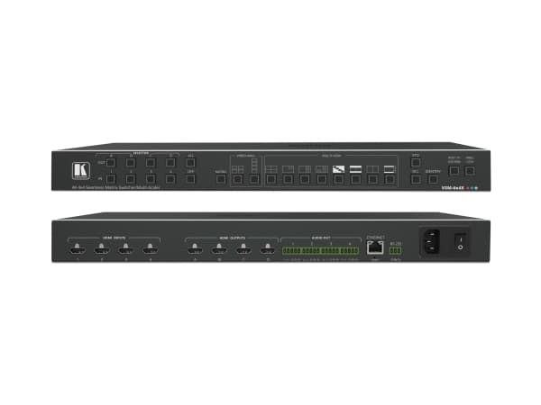 Kramer Electronics VSM-4x4X, Matrisevelger for mediapresentasjon, 18 Gbit/s, Sort, Aluminium, 1U, Knapper
