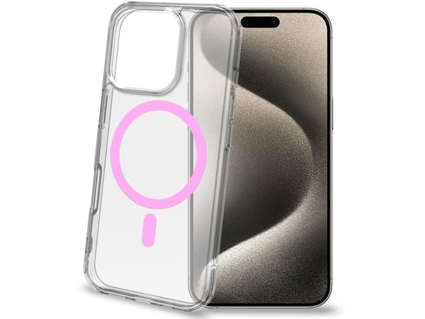 Gelskinmag Magnetic Cover MagSafe iPhone 16 Pro Transparent + Rosa
