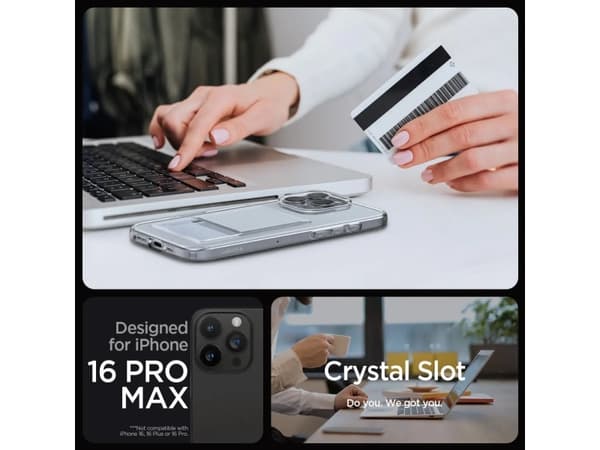 Spigen Crystal Slot Case iPhone 16 Pro Max Crystal Clear, Cover, Apple, iPhone 16 Pro Max, 17.5 cm (6.9"), Transparent