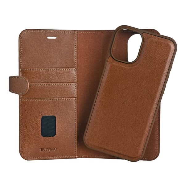 Buffalo 2in1 Leather 3 card MagSeries iPhone 16 Plus Brown