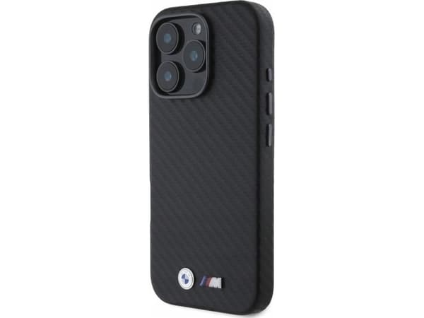 BMW BMHCP16X23PUFWC Apple iPhone 16 Pro Max 6.9" dėklas telefonui juodos spalvos Carbon Wrapped Metal