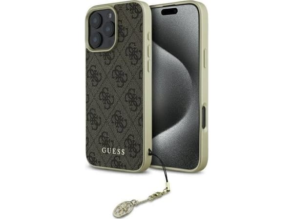 Guess GUHCP16XGF4GBR Apple iPhone 16 Pro Max 6.9" dėklas telefonui rudos spalvos 4G Charms Collection