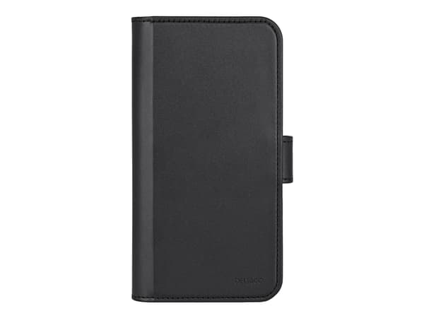 DELTACO - Lommebok for mobiltelefon - 2-i-1, magnetisk - MagSafe-samsvar - veganlær, PU-skinn (termoplastisk polyuretan + polykarbonat) - svart - for