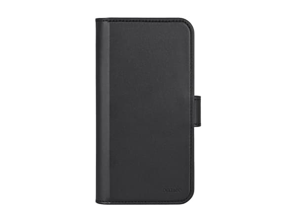 DELTACO - Lommebok for mobiltelefon - 2-i-1, magnetisk - MagSafe-samsvar - veganlær, PU-skinn (termoplastisk polyuretan + polykarbonat) - svart - for