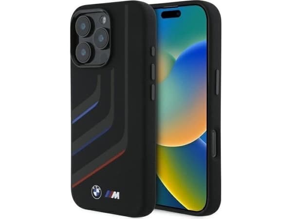 BMW BMHMP16X23SLIK Apple iPhone 16 Pro Max 6.9 &quot;Musta silikoni asia kääntämällä Lines MagSafe
