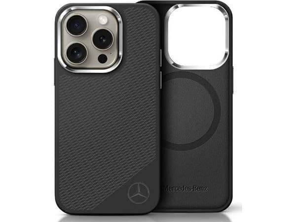 Mercedes MEHMP16X23SUGDK Apple iPhone 16 Pro Max 6.9 "Puhelinkotelo Musta Silikoni Tonal Logo Wood Pattern MagSafe